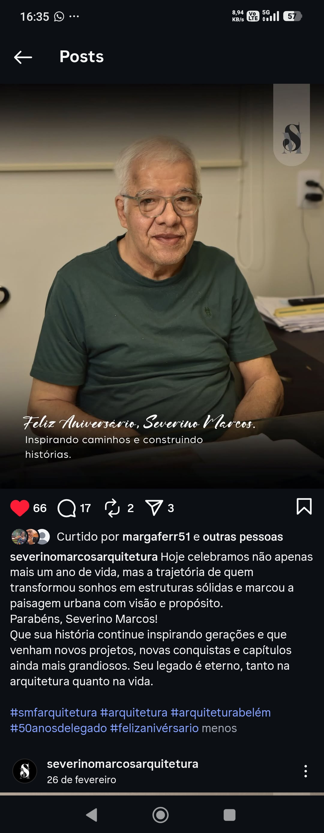 Arq. Severino Marcos de Araújo Alves Ferreira — Fundador e Sócio-Administrador SMF Arquitetura